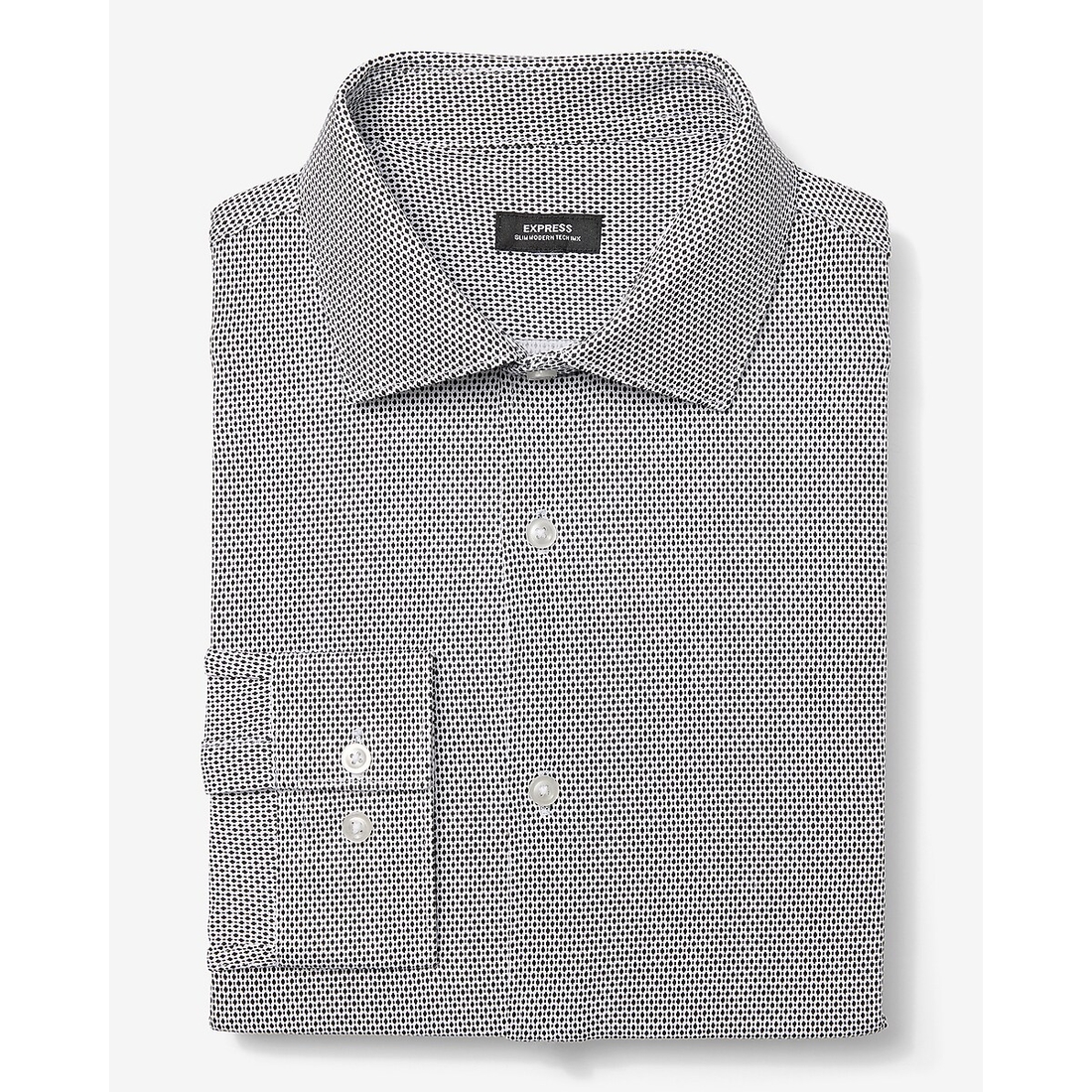 Express Slim Micro Geo Print Spread Collar Stretch Modern Tech 1MX Dress Shirt