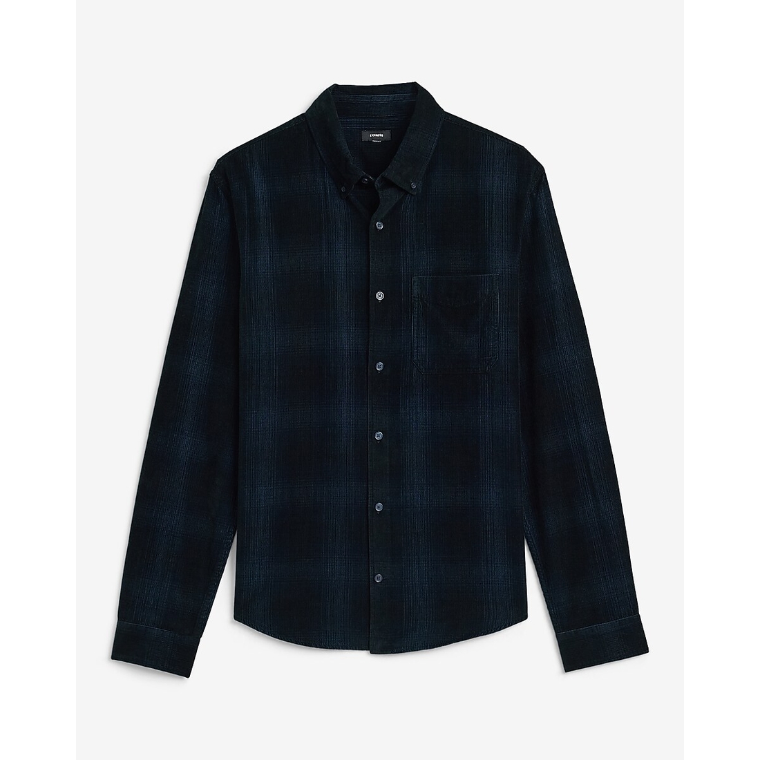 Express Plaid Corduroy Patch Pocket Long Sleeve Shirt