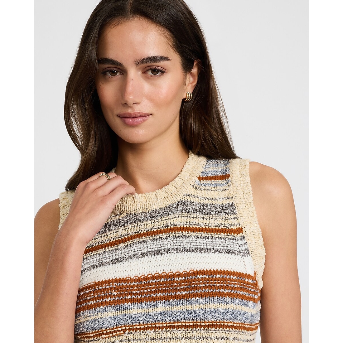 Express Striped Crew Neck Sweater Tank