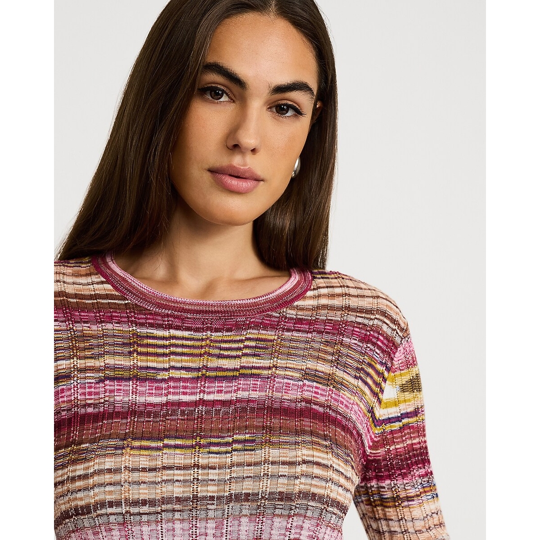Express Space-Dye Crew Neck Long Sleeve Sweater