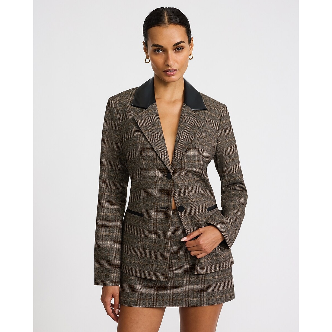 Express Editor Plaid Super High Waisted Mini Skort