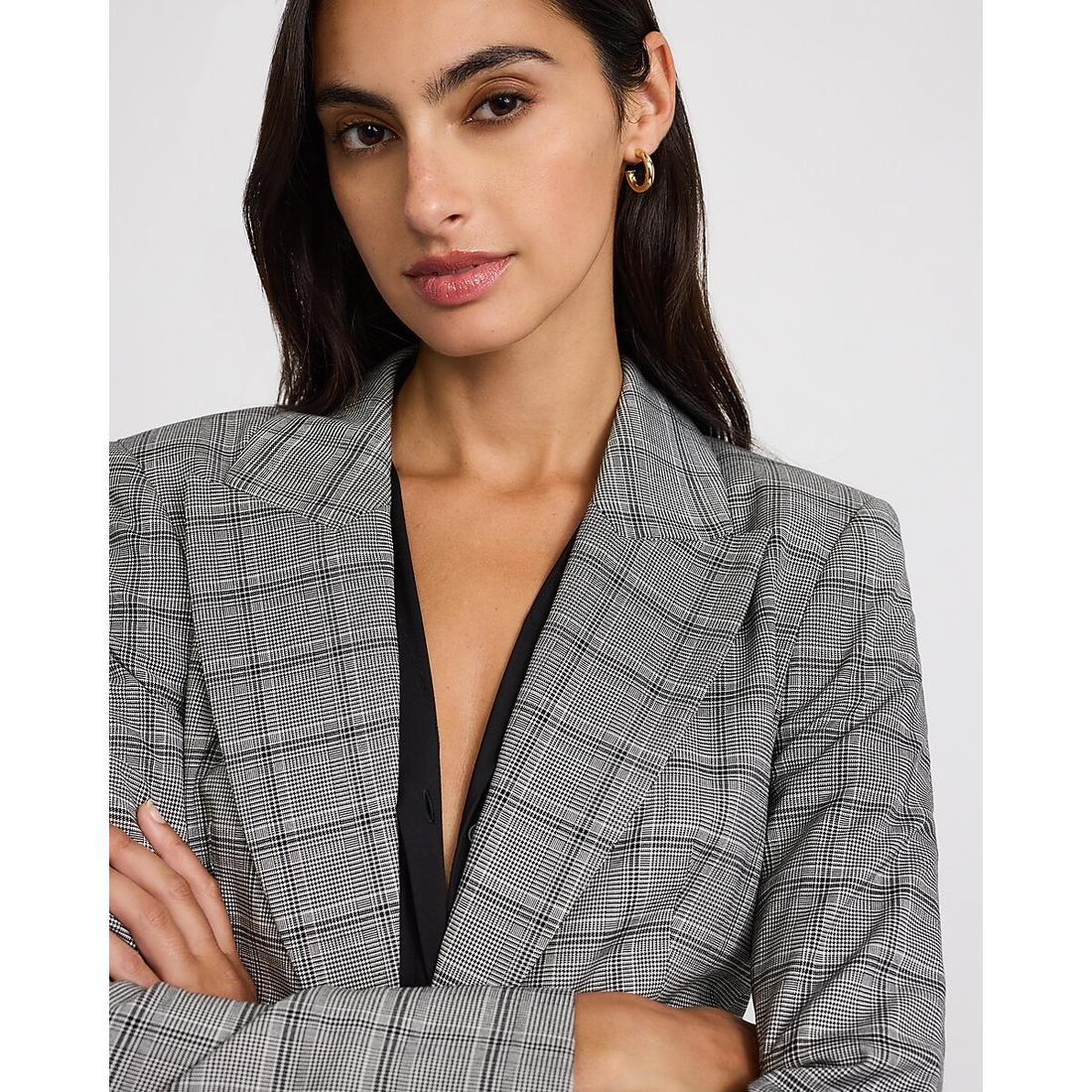 Express Plaid Long Slim Blazer