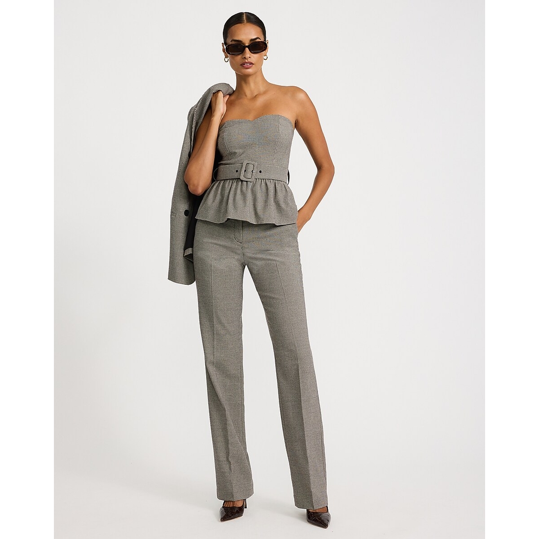 Express Editor Mini Houndstooth Mid Rise Bootcut Pant