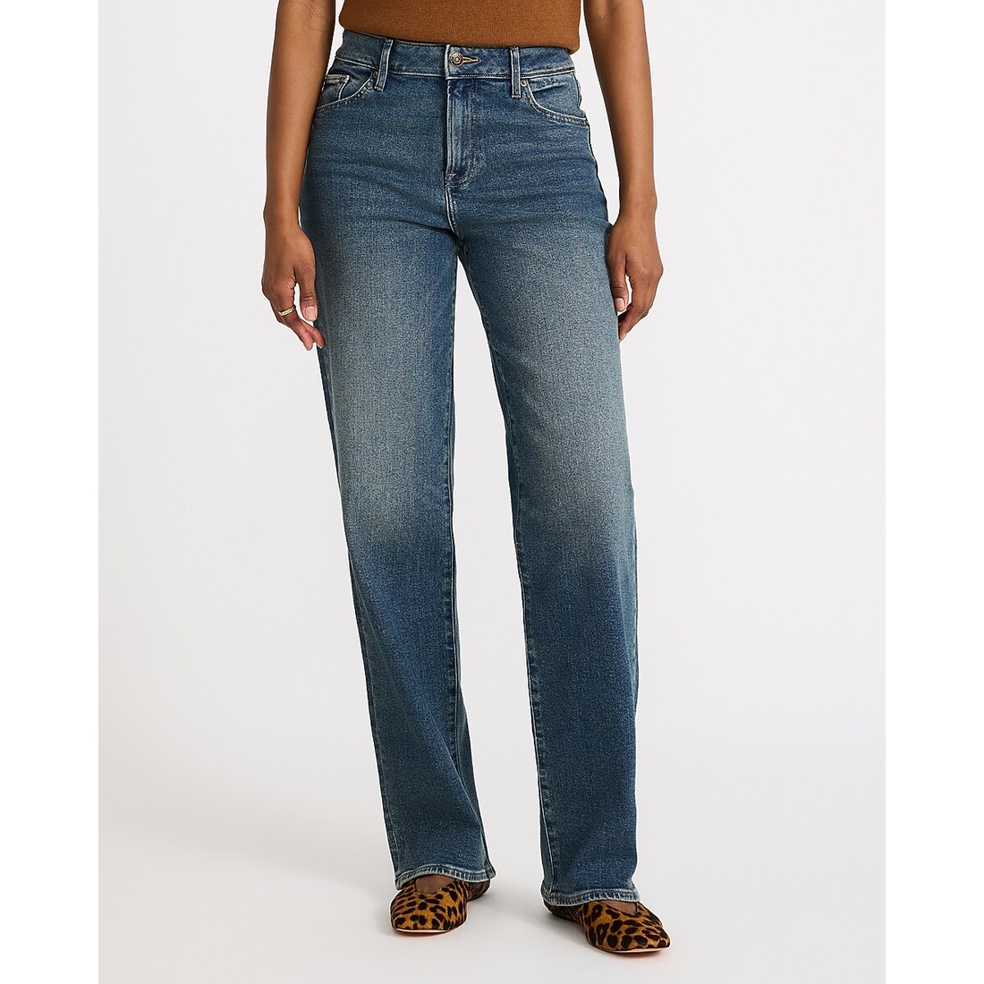 Express High Waisted Relaxed Straight Dark Wash Jeans