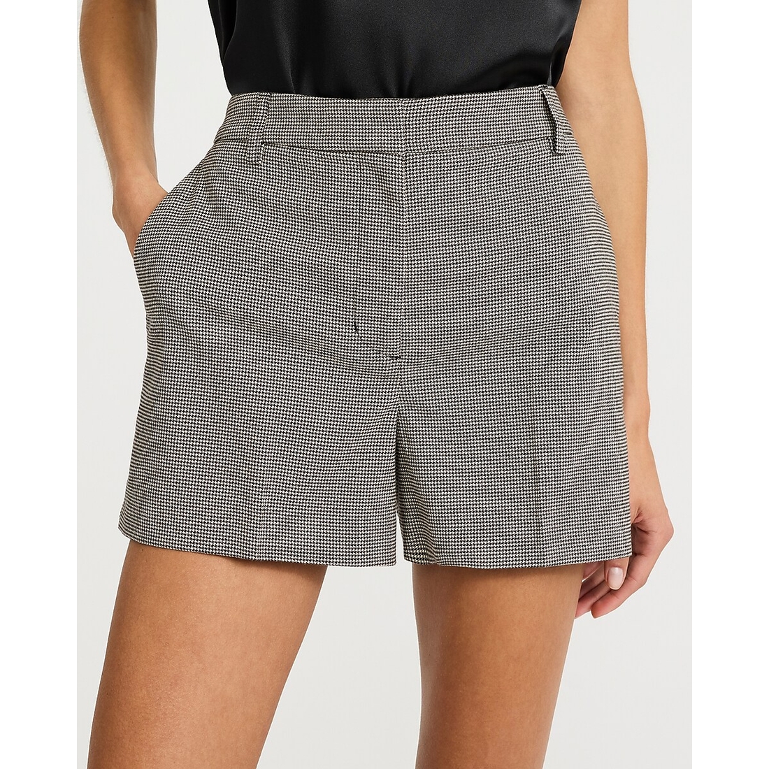 Express Editor Mini Houndstooth High Waisted Shorts