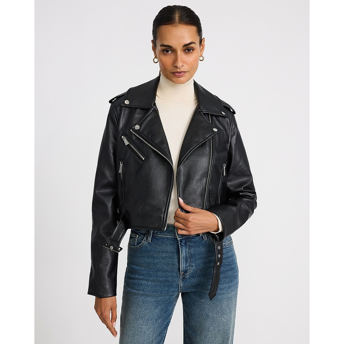 Express Faux Leather Cropped Moto Jacket