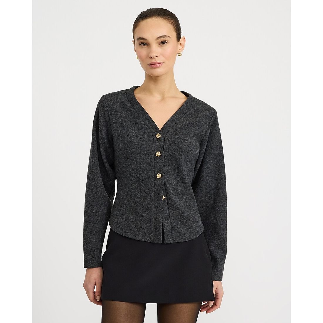 Express V-Neck Novelty Button Cardigan