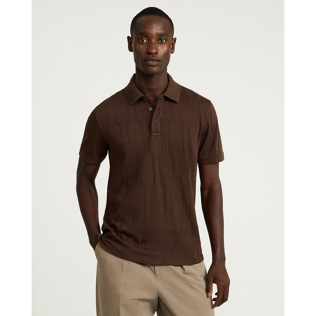 Express Geo Print Textured Jacquard Polo