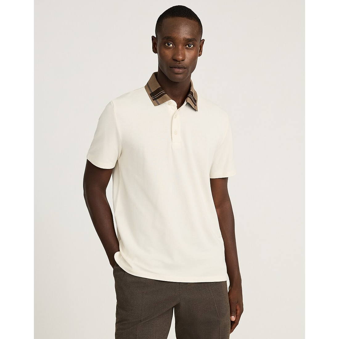 Express Plaid Collar Luxe Pique Polo