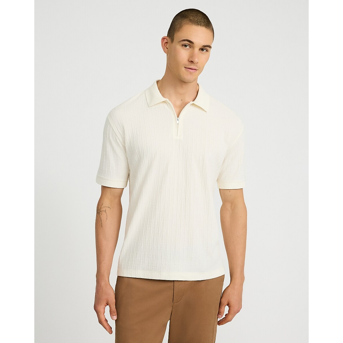 Express Textured Jacquard Classic Fit Zip Polo
