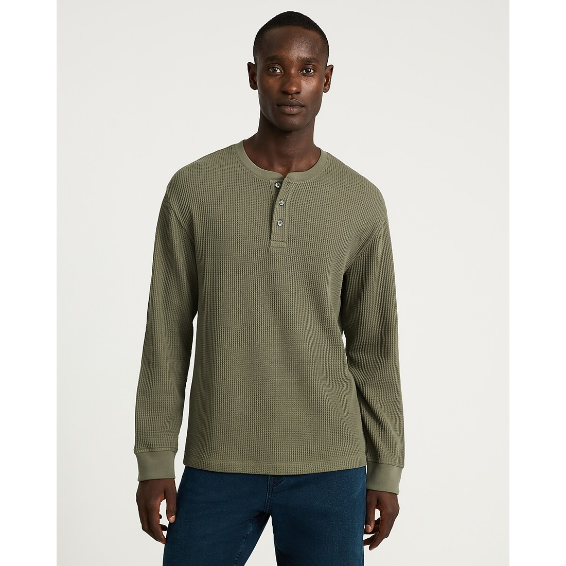Express Classic Fit Textured Waffle Long Sleeve Henley