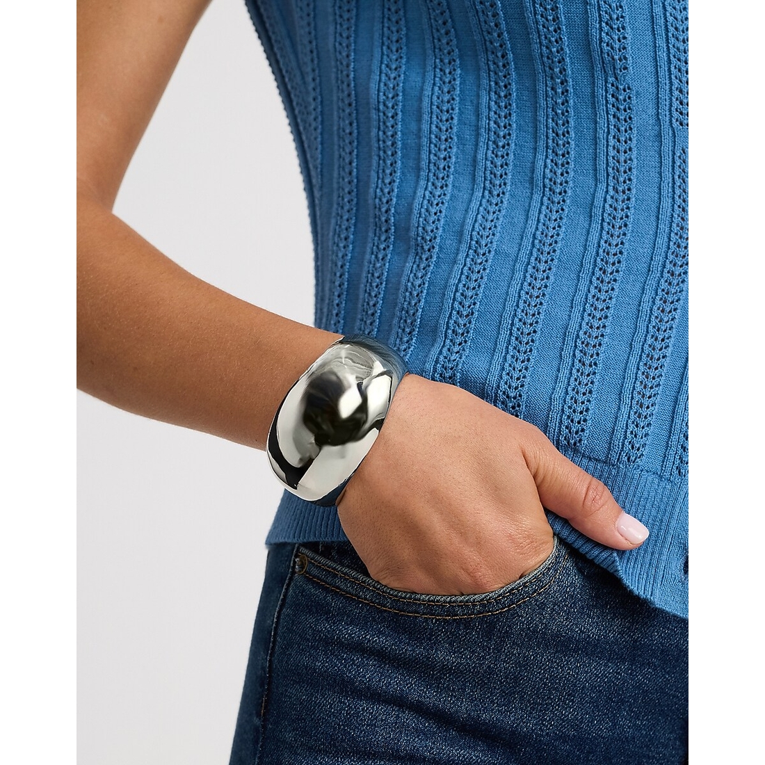 Express Chunky Silver Cuff Bracelet