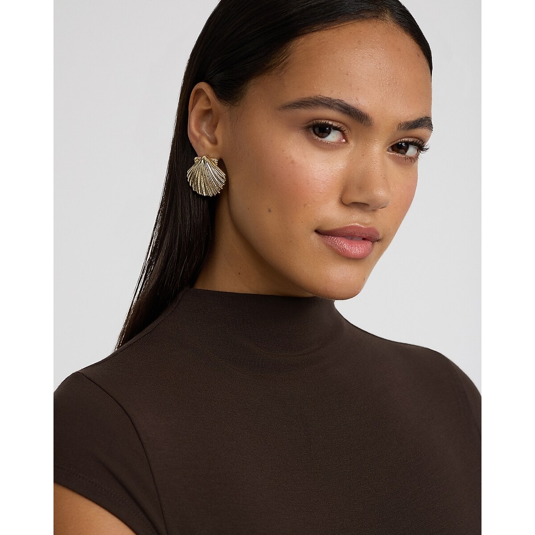 Express Textured Gold Seashell Stud Statement Earrings