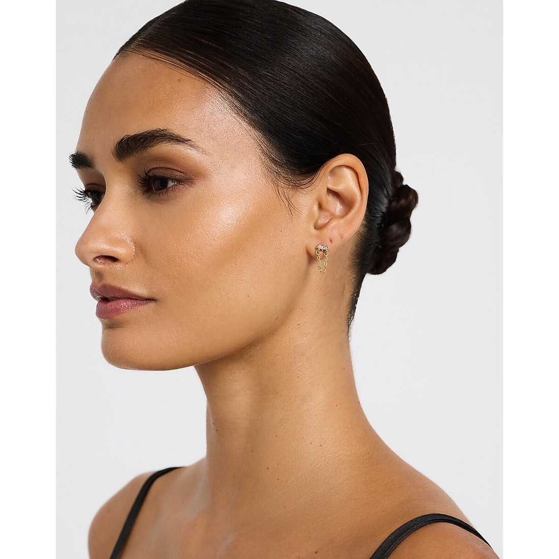 Express Triple Pave Gold Chain Stud Earrings