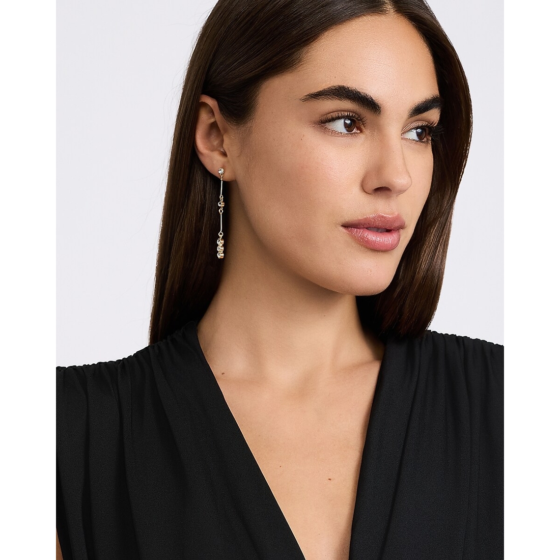 Express Pave Link Drop Stud Earrings