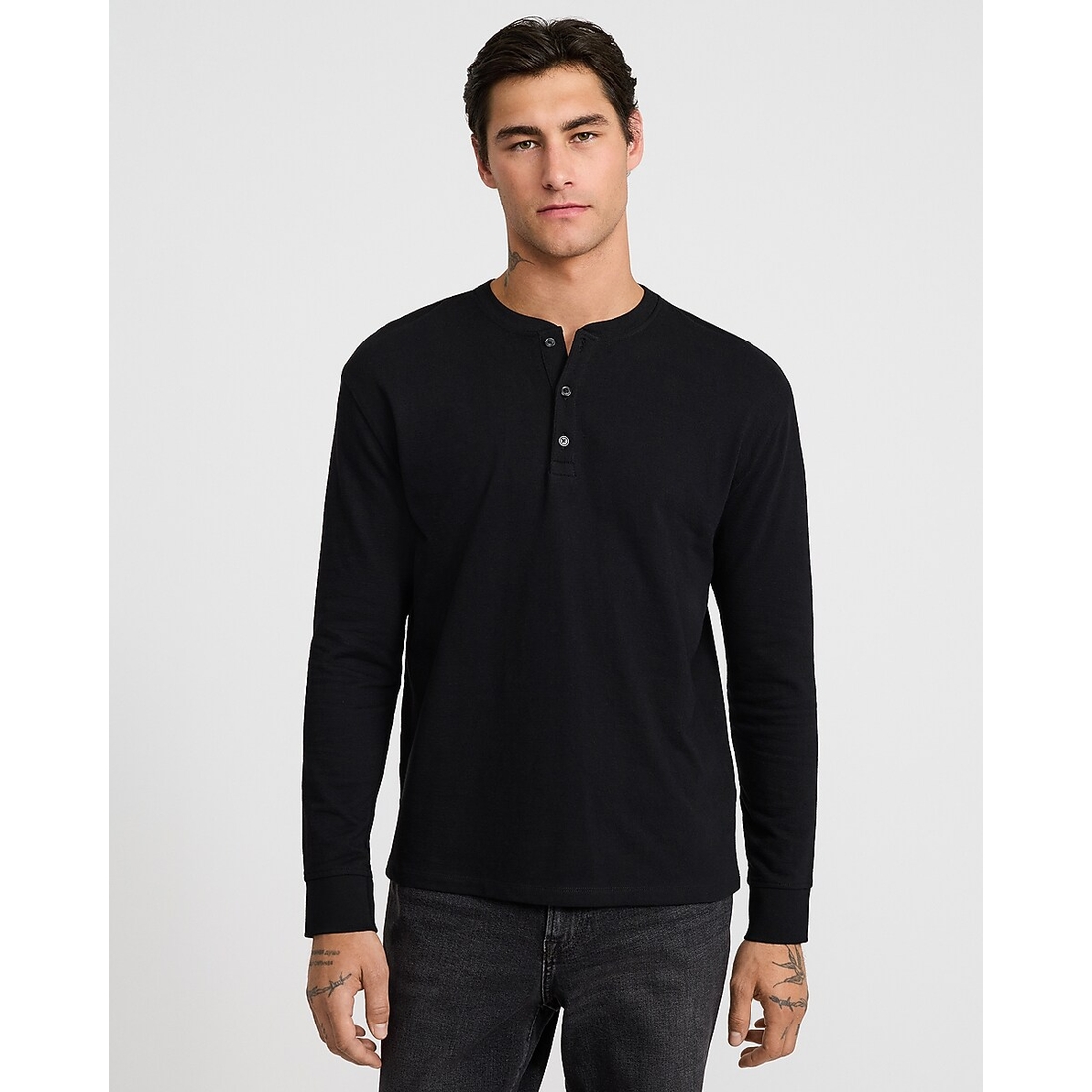 Express Classic Fit Textured Long Sleeve Henley