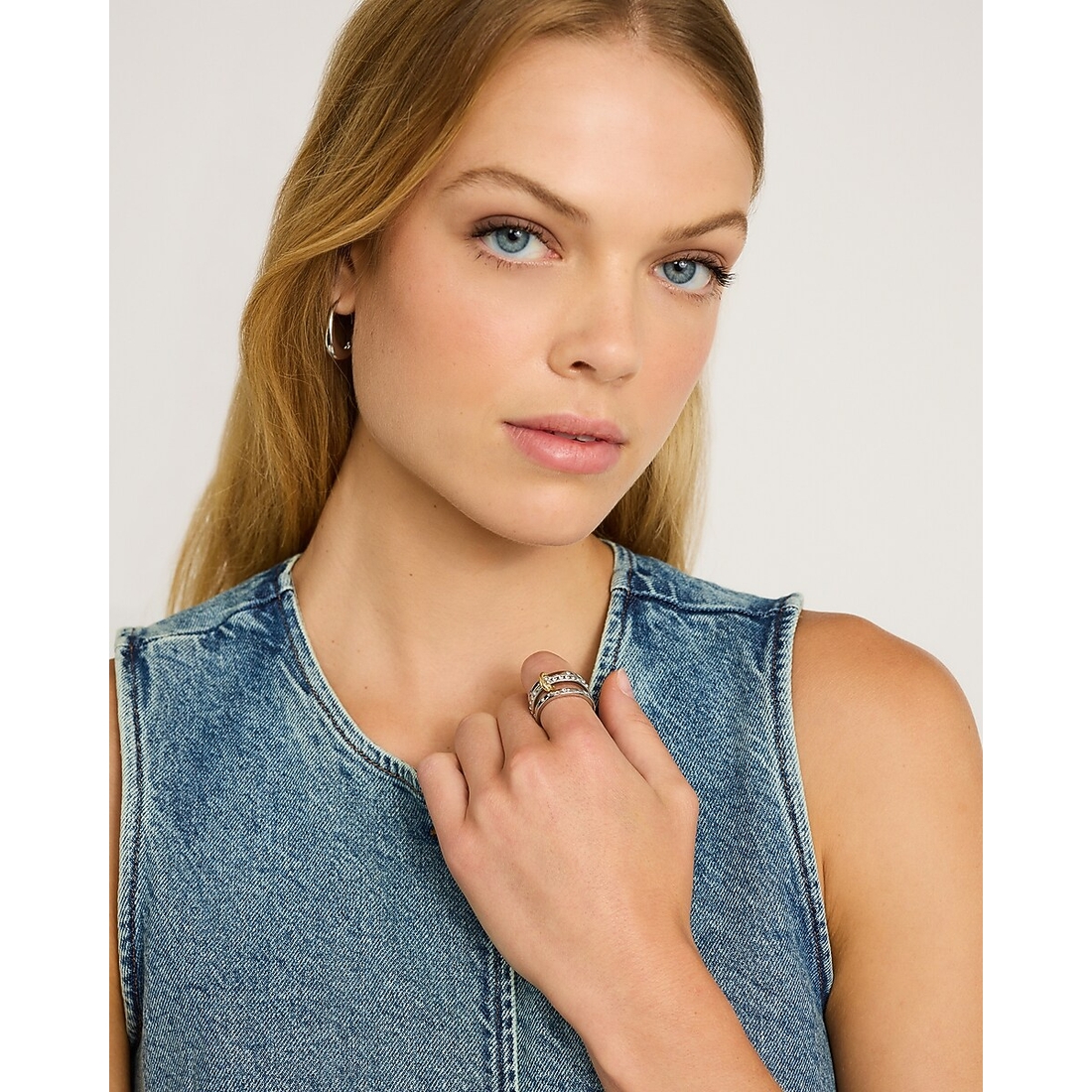 Express Pave Mixed Metal Linked Ring
