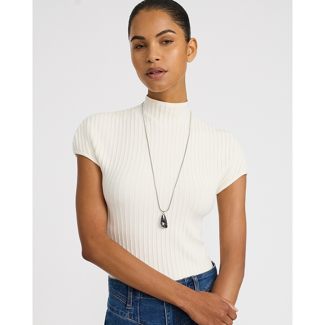 Express Silver Drop Pendant Statement Necklace