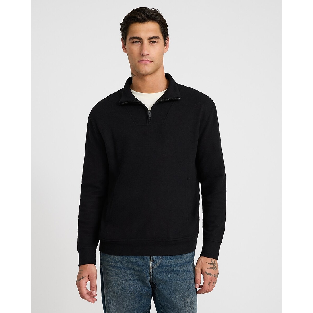 Express Ribbed Mock Neck Quarter Zip Sweatshirt