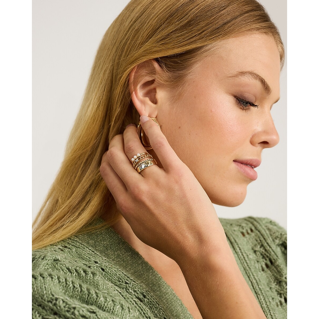 Express Gold Pearl Variety Four Pack Ring Set