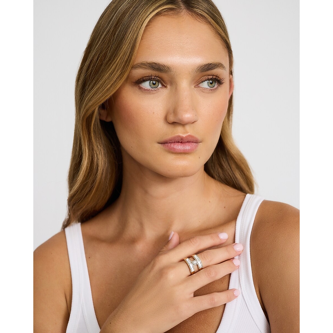 Express Pave Gold Double Band Ring