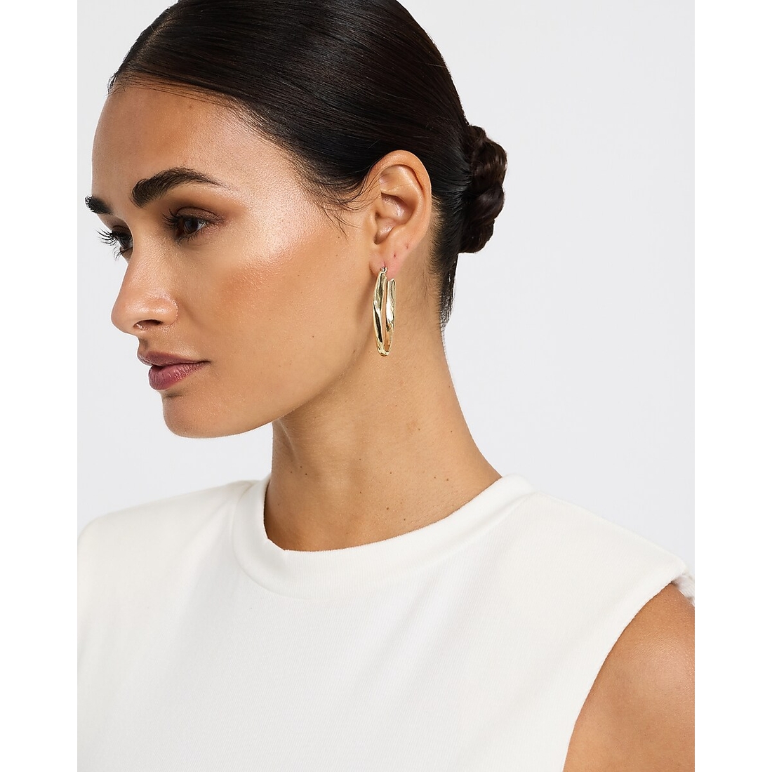 Express Curved Gold Sculpted Hoop Earrings