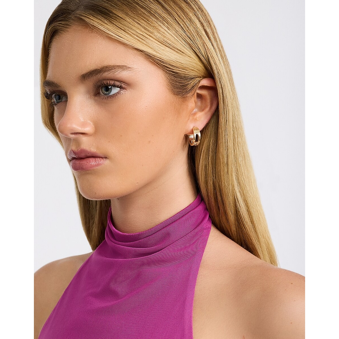 Express Textured Gold Chain Link Hoop Earrings