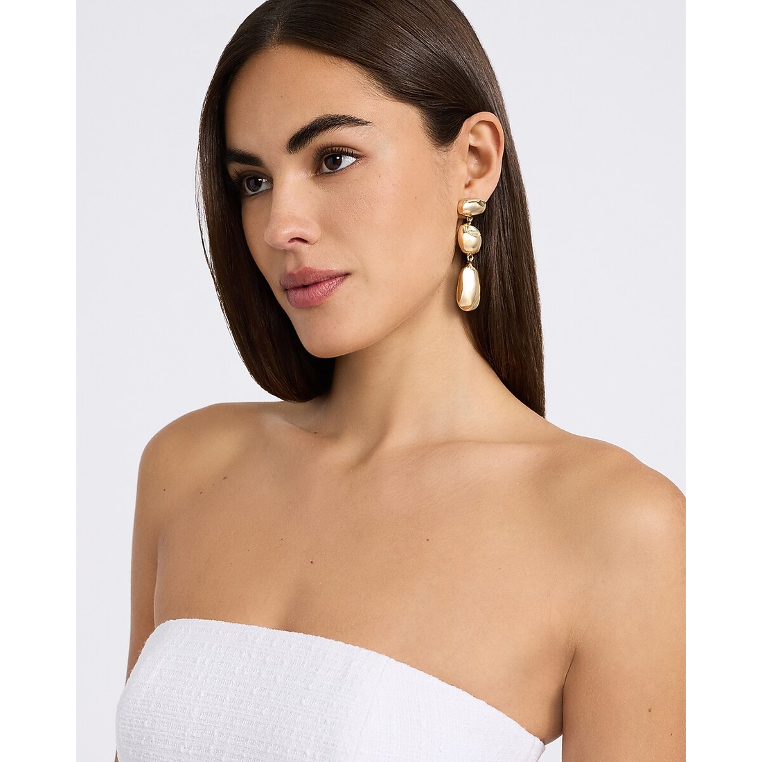 Express Gold Triple Stone Drop Statement Earrings