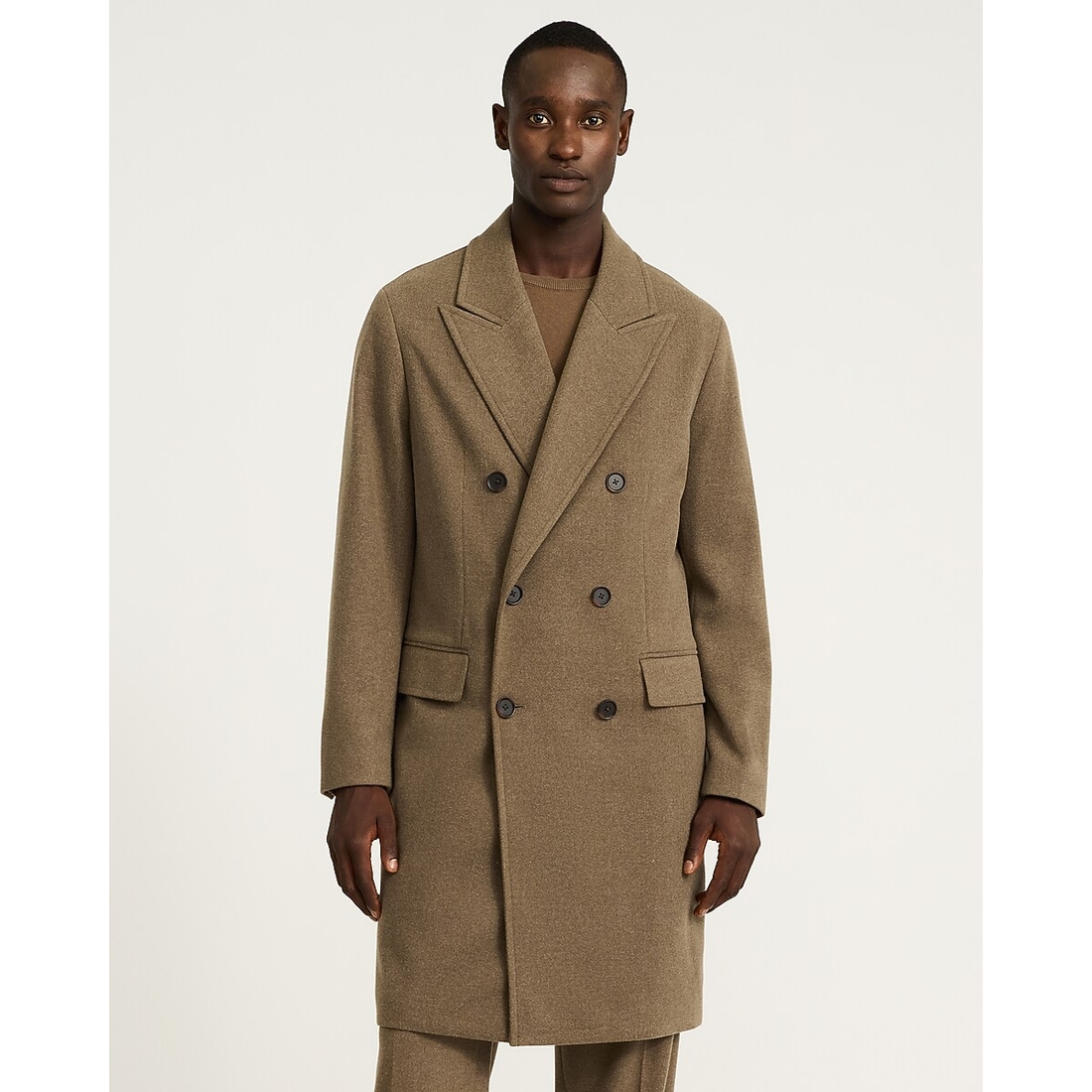 Express Textured Brown Double Breasted Topcoat