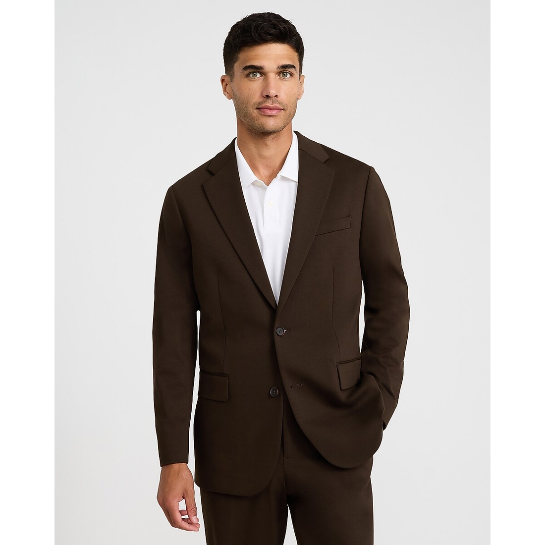 Express Slim Dark Brown Comfort Stretch Tech Suit Jacket