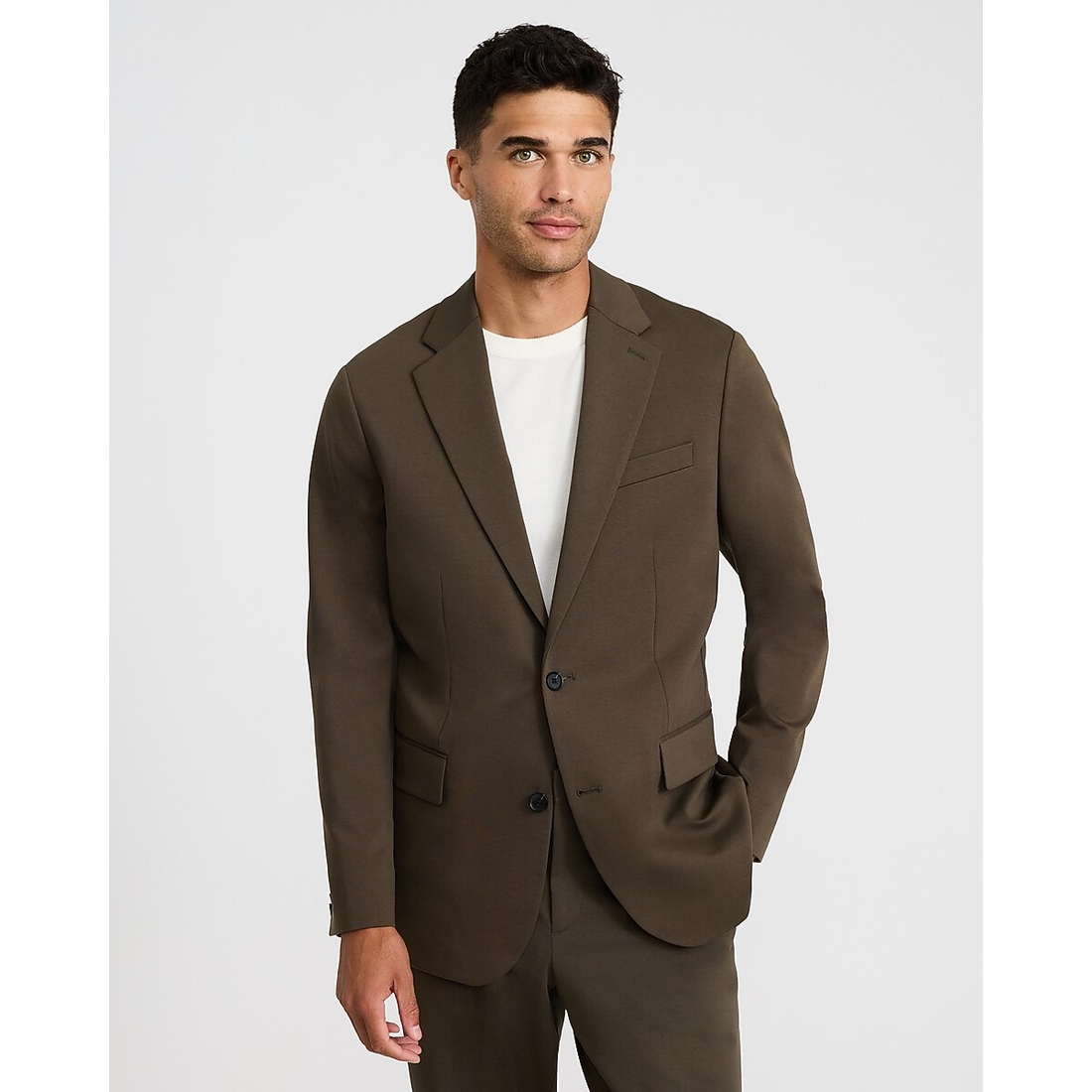 Express Slim Dark Olive Comfort Stretch Tech Suit Jacket