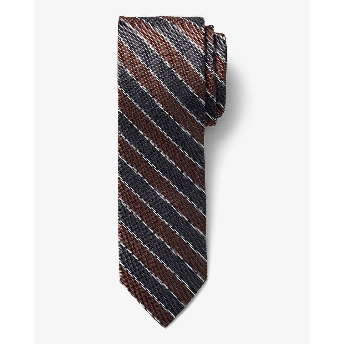 Express Classic Brown and Gray Varsity Striped Tie