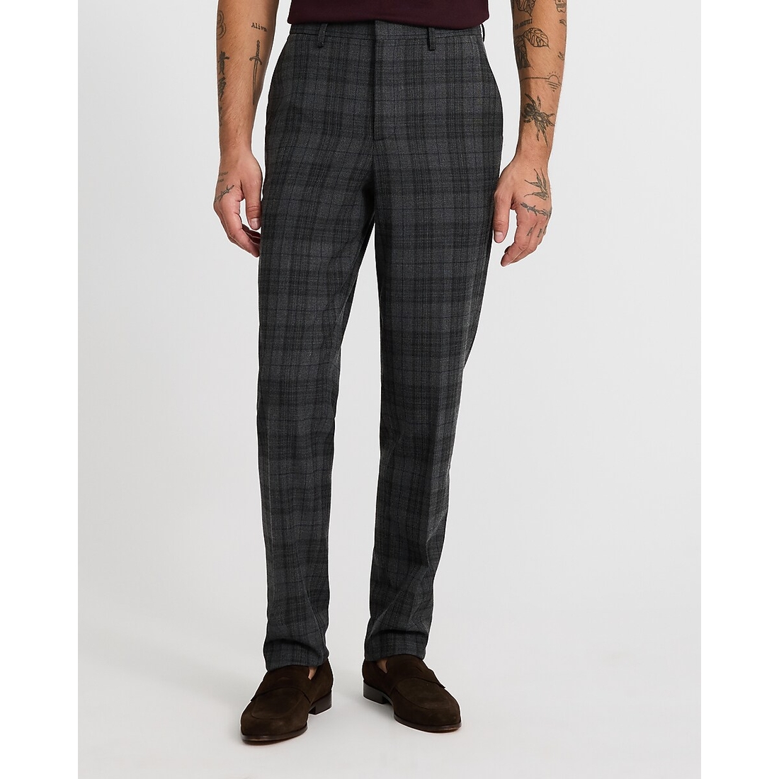 Express Extra Slim Gray Plaid Suit Pant