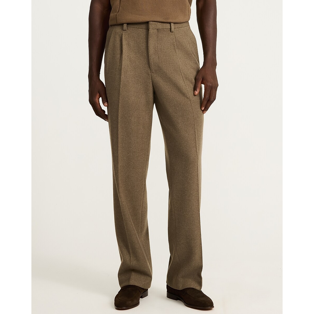 Express Relaxed Textured Brown Pleated Suit Pant
