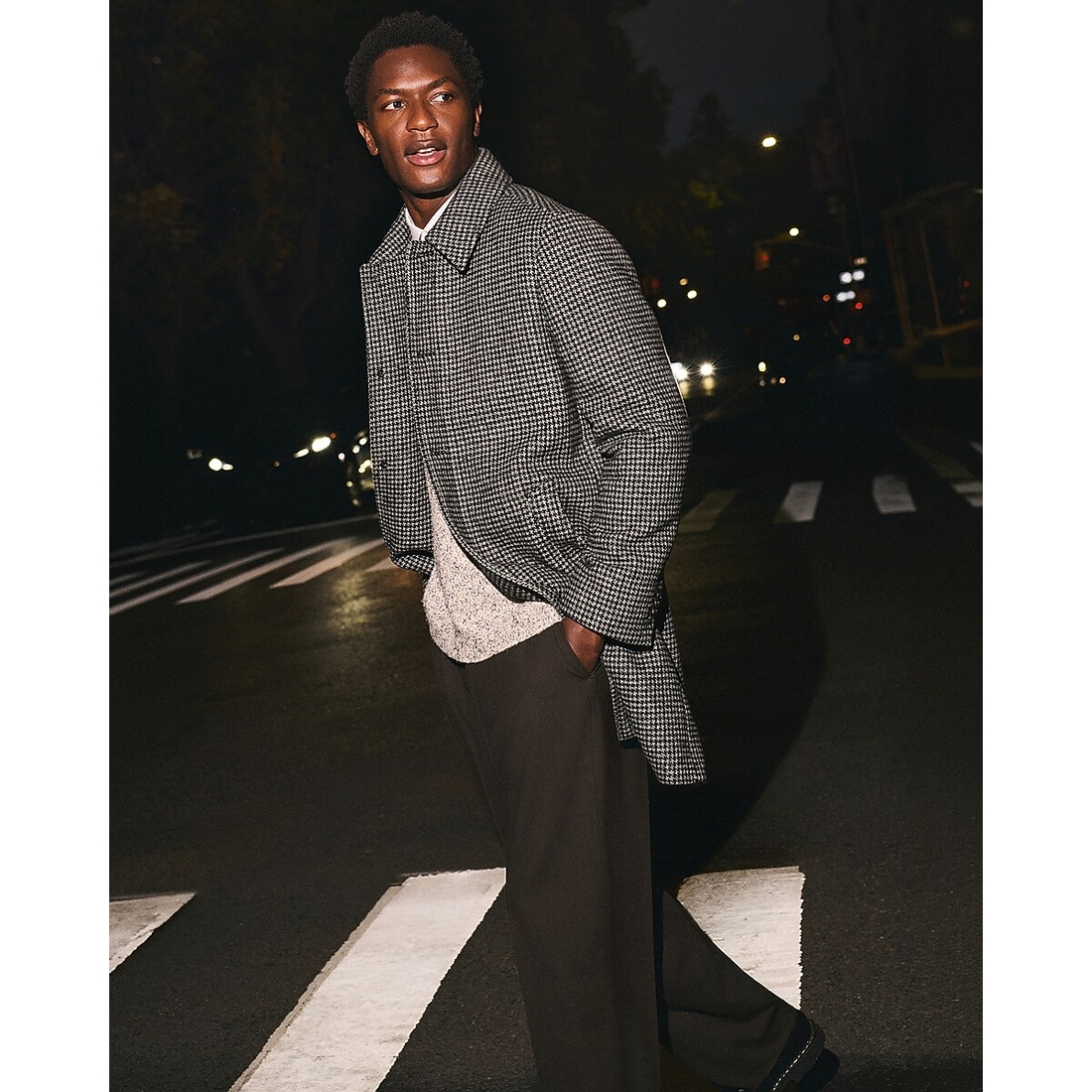 Express Houndstooth Wool-Blend Carcoat