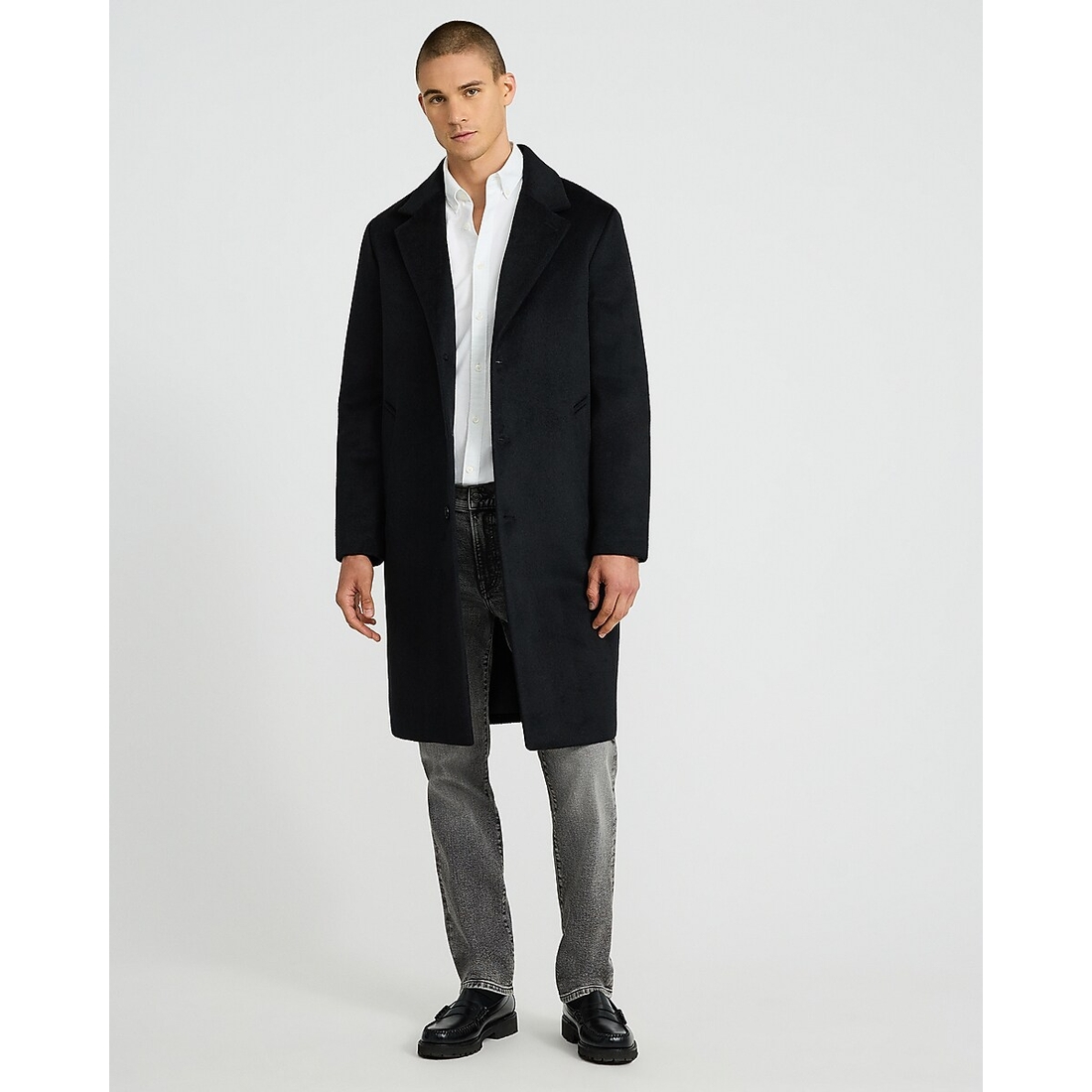 Express Black Wool-Blend Topcoat