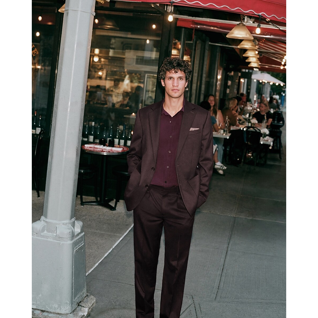 Express Relaxed Maroon Brushed Flannel Suit Jacket