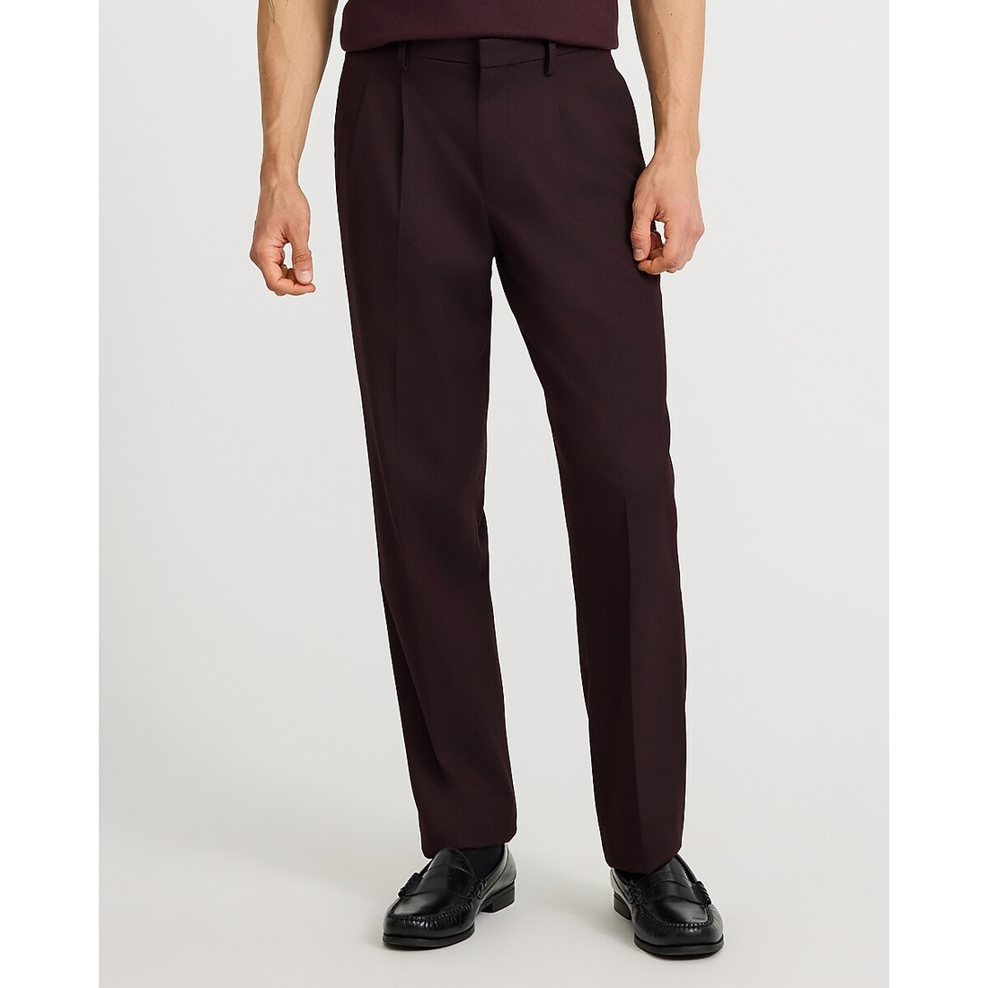 Express Relaxed Maroon Brushed Flannel Suit Pant