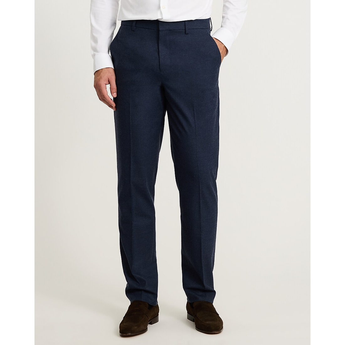 Express Slim Dark Blue Brushed Flannel Suit Jacket