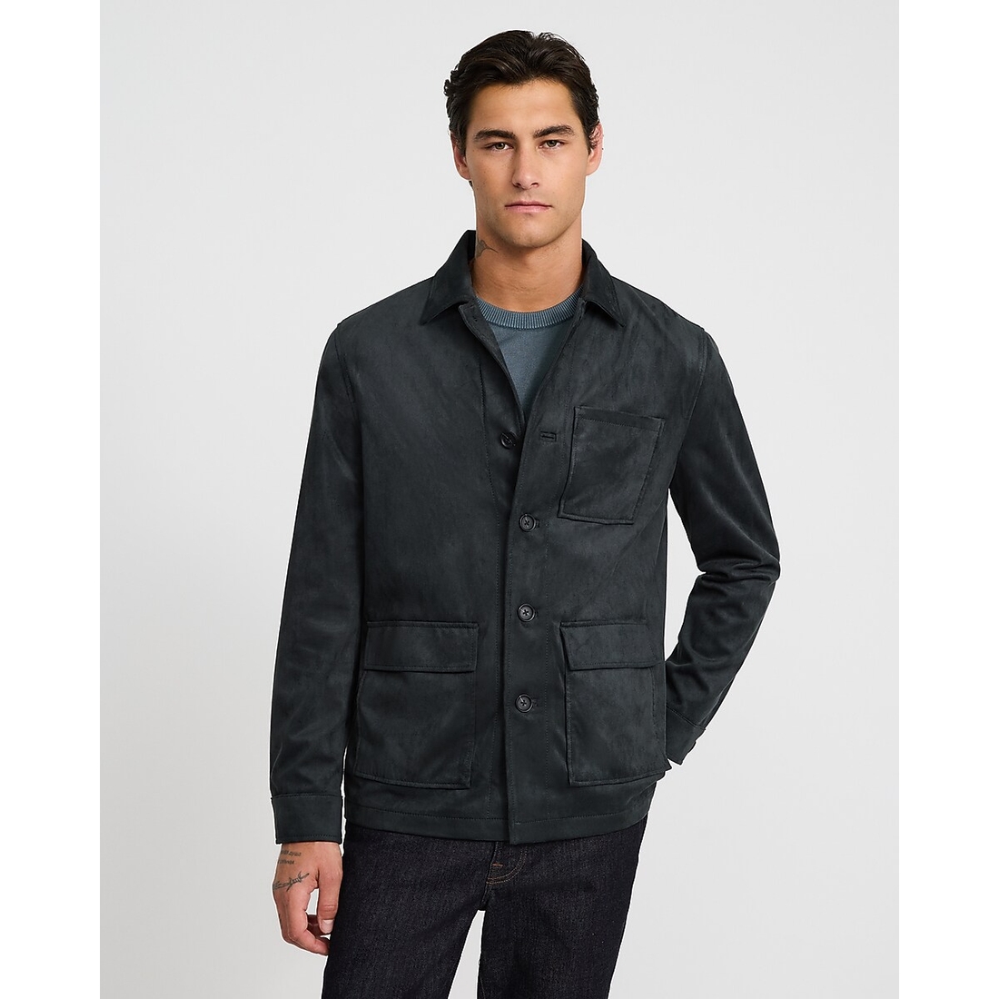 Express Faux Suede Graphite Gray Chore Jacket