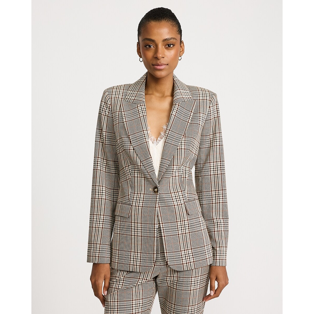 Express Plaid Long Slim Blazer