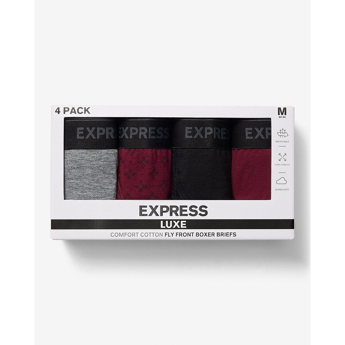 Express 6" Luxe Cotton Boxer Briefs 4 Pack