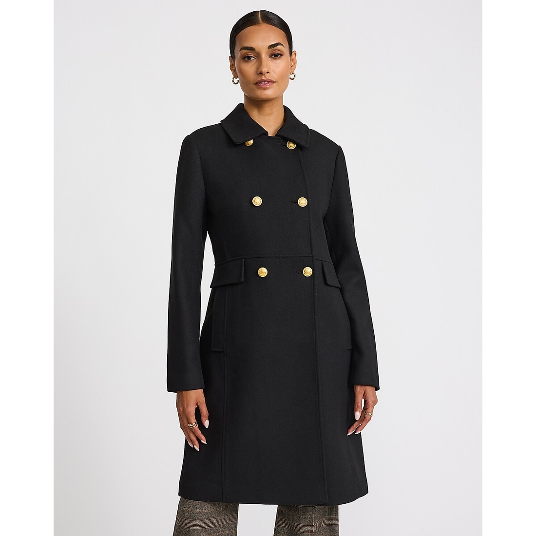 Express Wool-Blend Double Breasted Military Trench Coat
