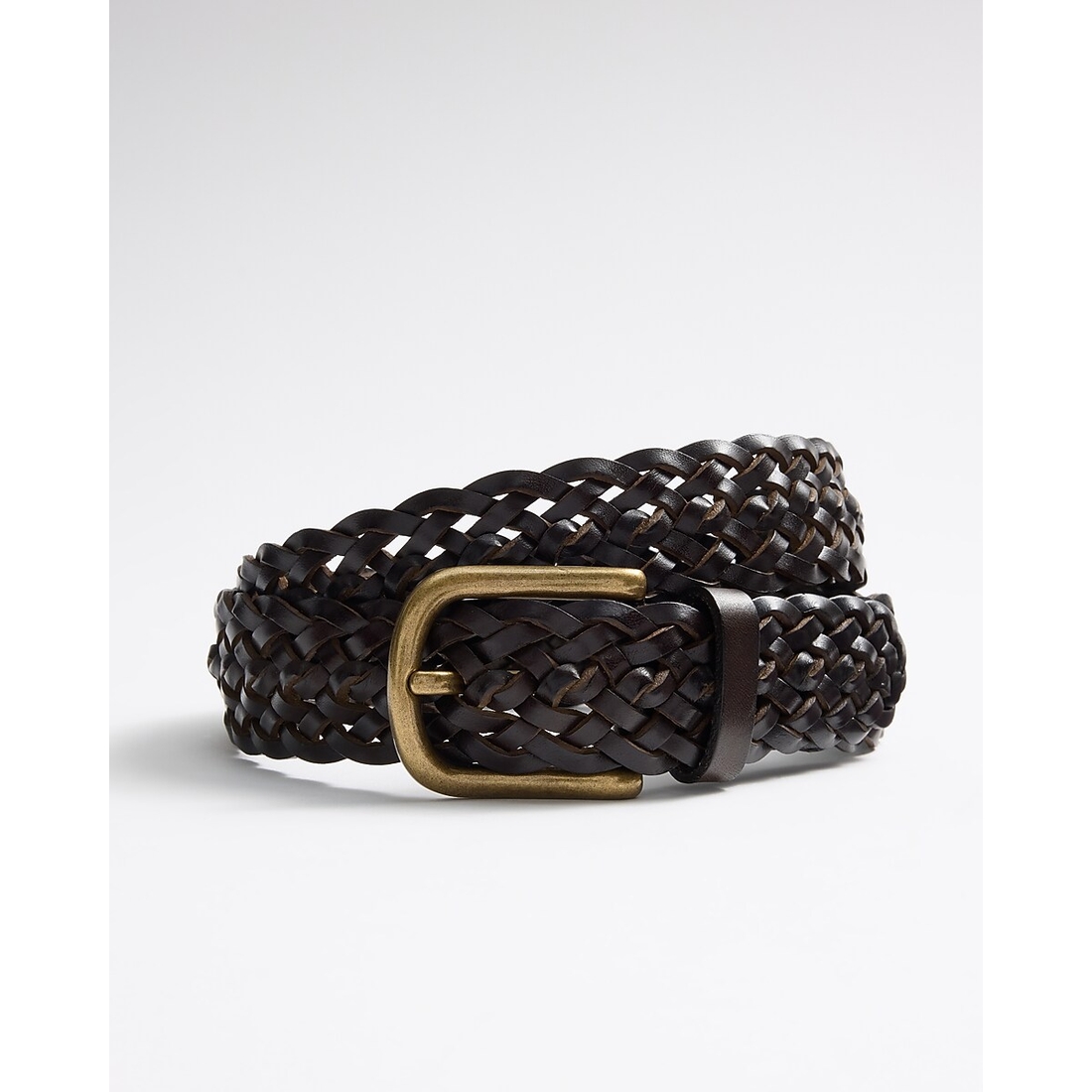 Express Brown Braided Leather Belt