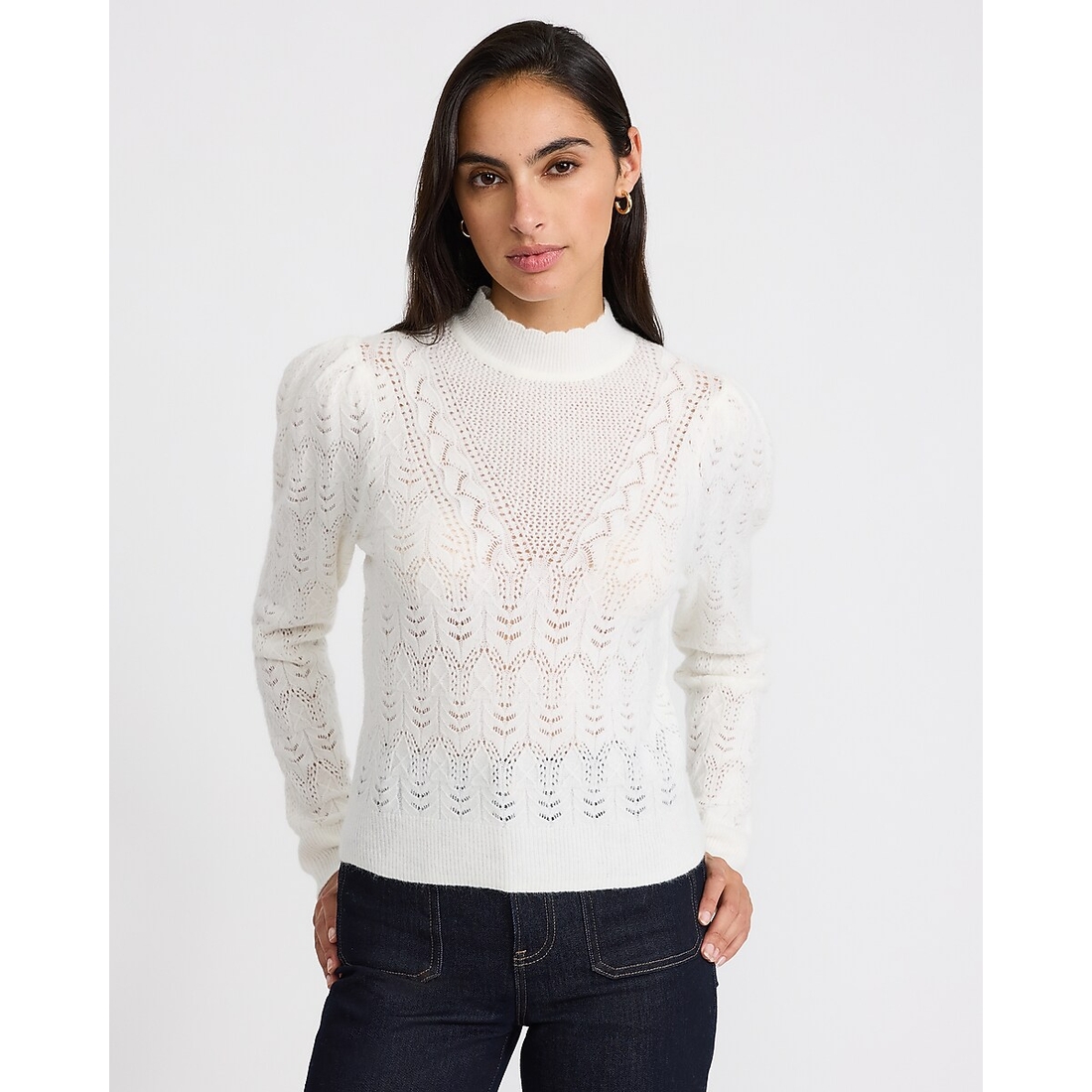 Express Open Stitch Textured Mock Neck Sweater