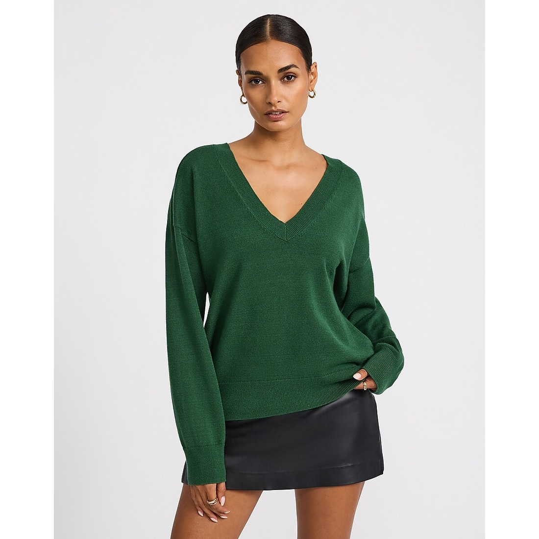 Express Oversized V-Neck Sweater in Cozy Soft