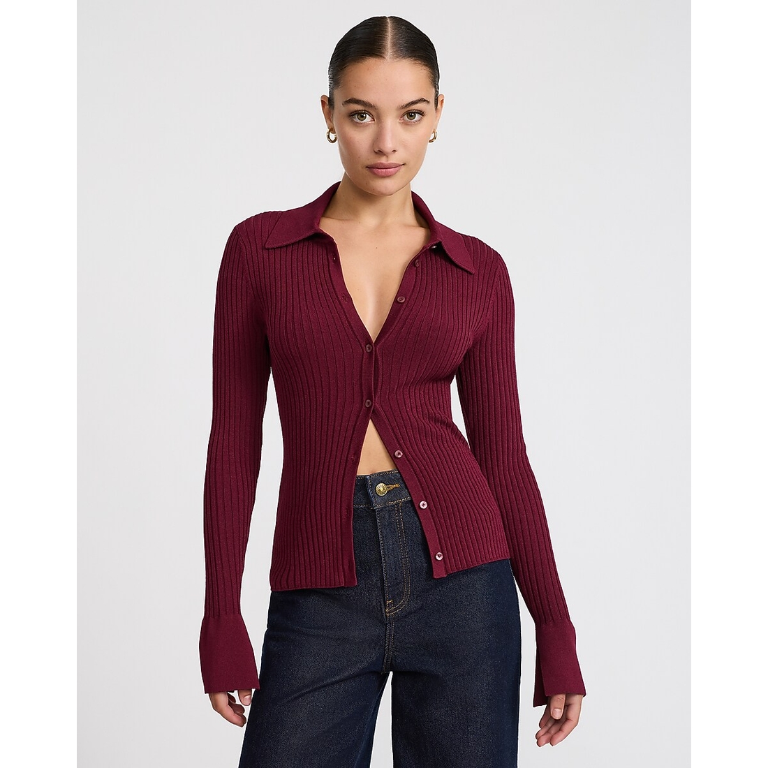 Express Fitted Ribbed Cardigan in Silky Soft