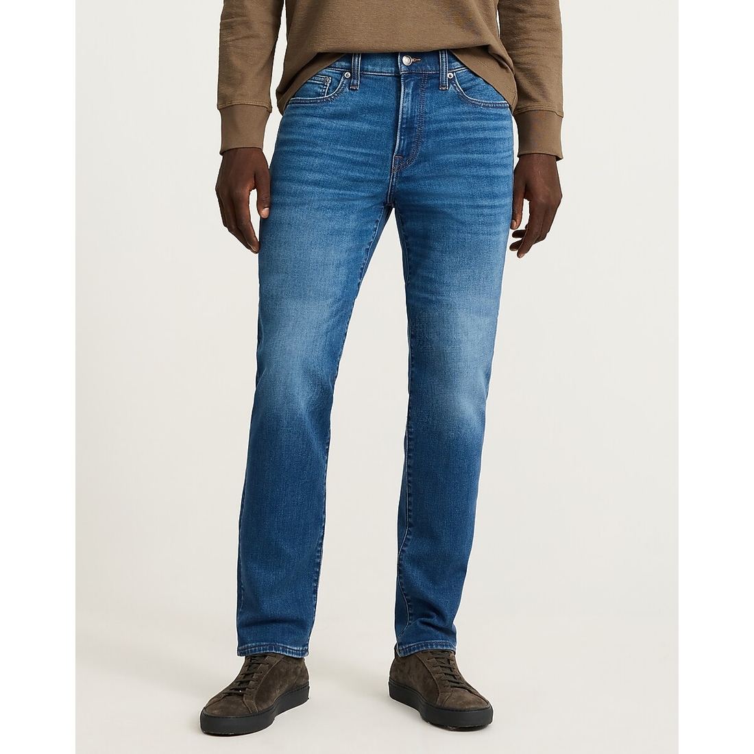 Express Slim Straight Medium Wash Jeans in Flex Fleece