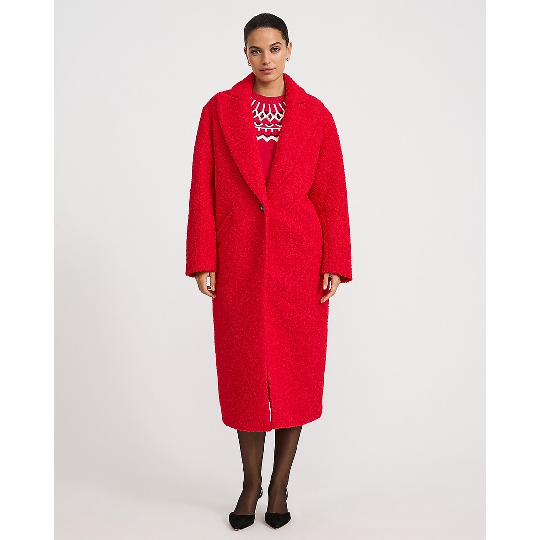 Express Faux Mohair One Button Coat
