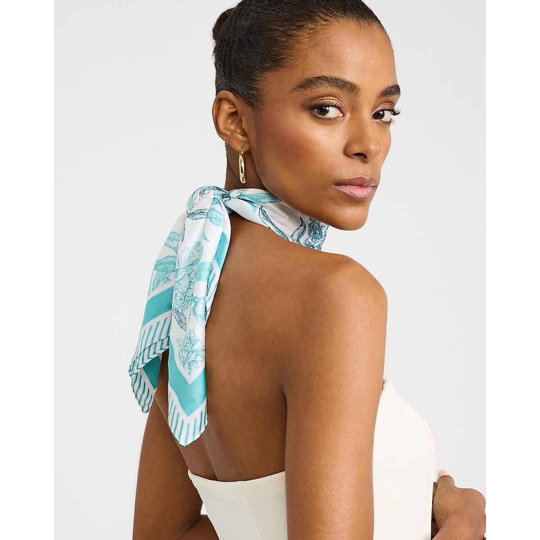 Express Satin Blue Floral Scarf